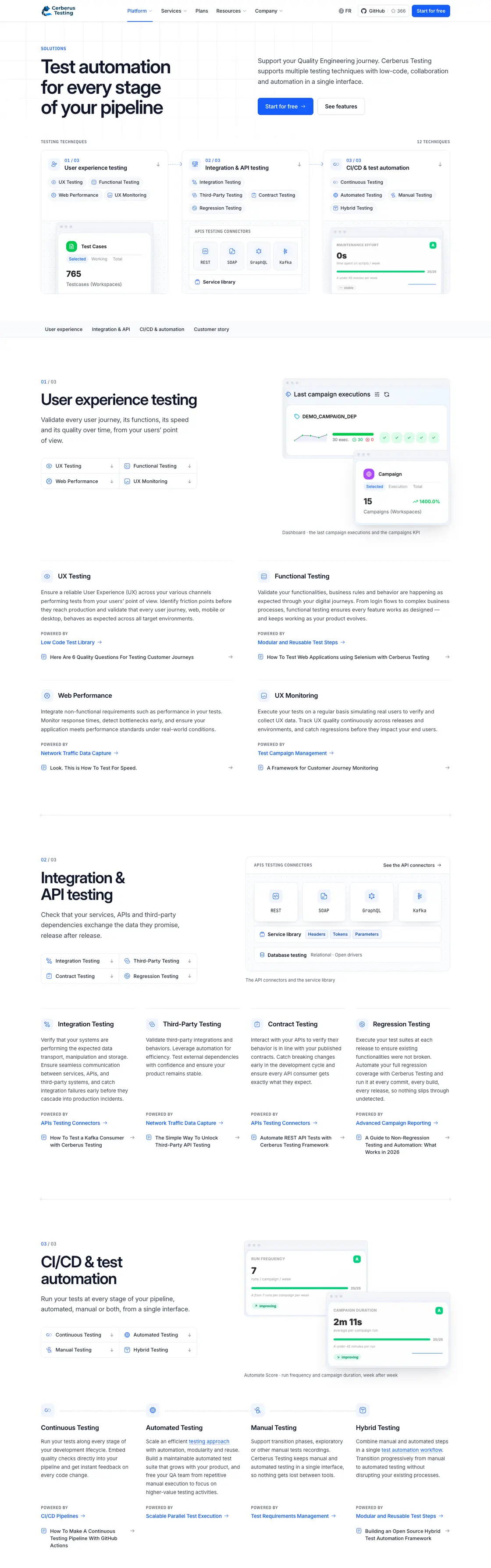 Nouvelle page Solutions du site Cerberus Testing
